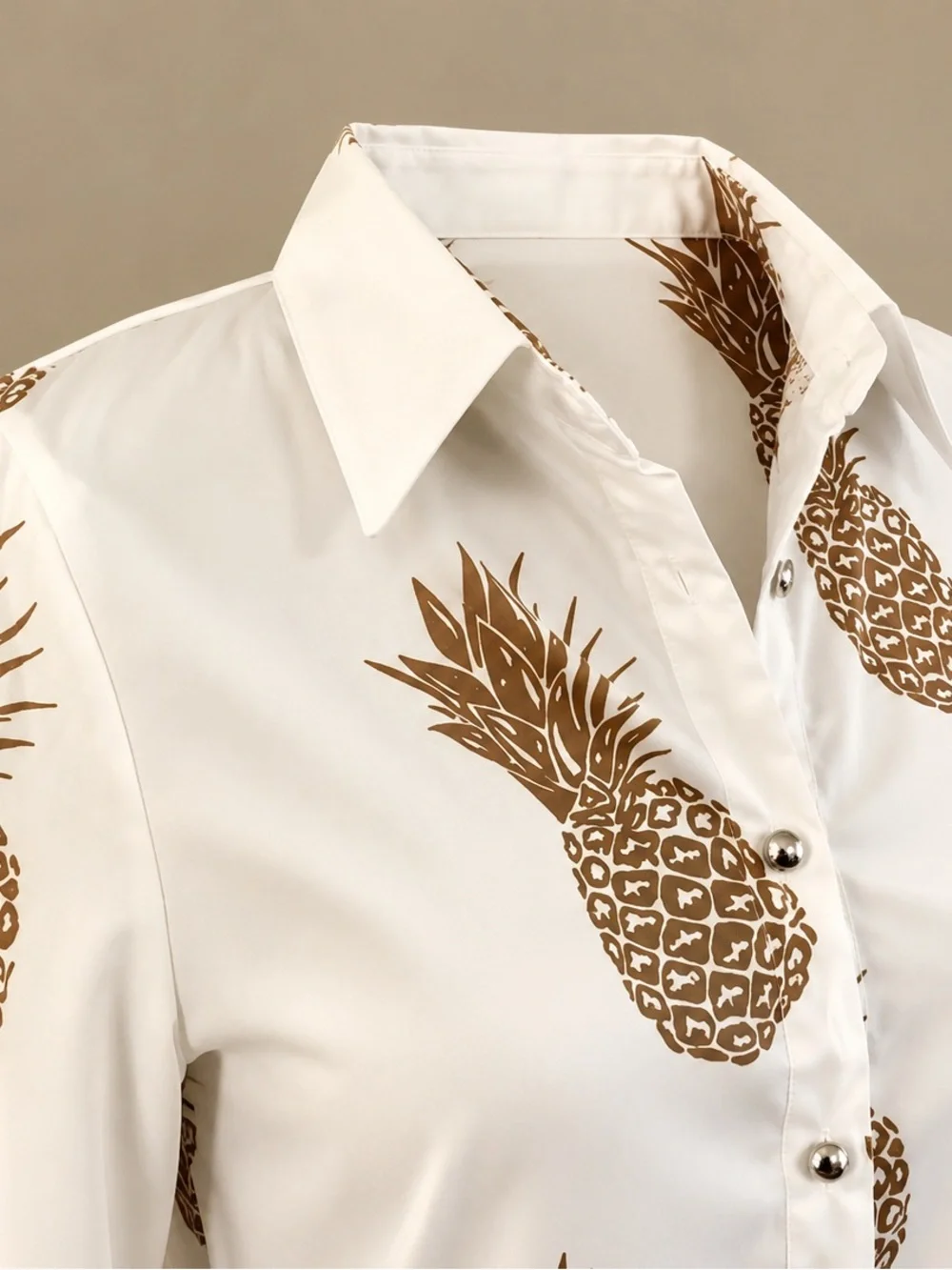 NEW Women's Pineapple Print Button-Up Shirt Blouse NWOT Small - Picture 3 of 6